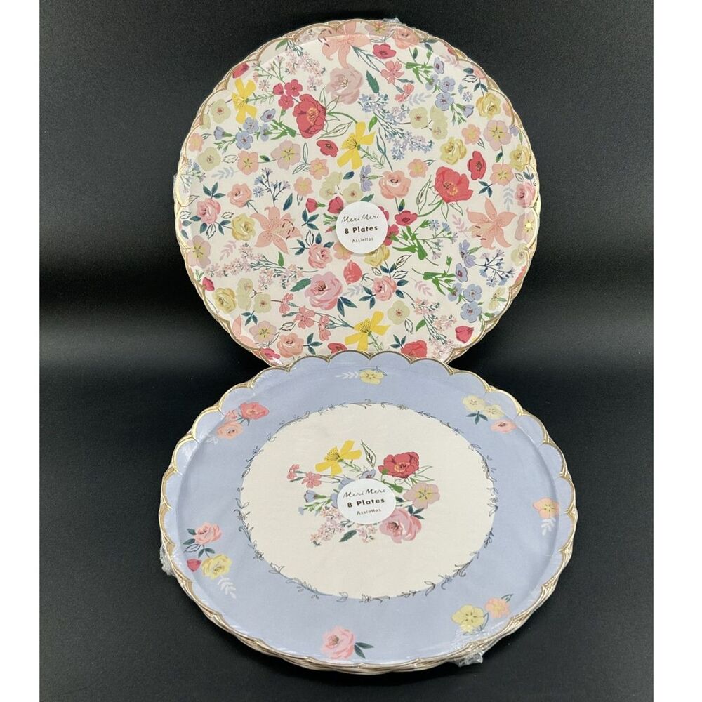 Meri Meri Elegant English Garden Pattern(2) Sets of (8) Paper Plates 10.5"D